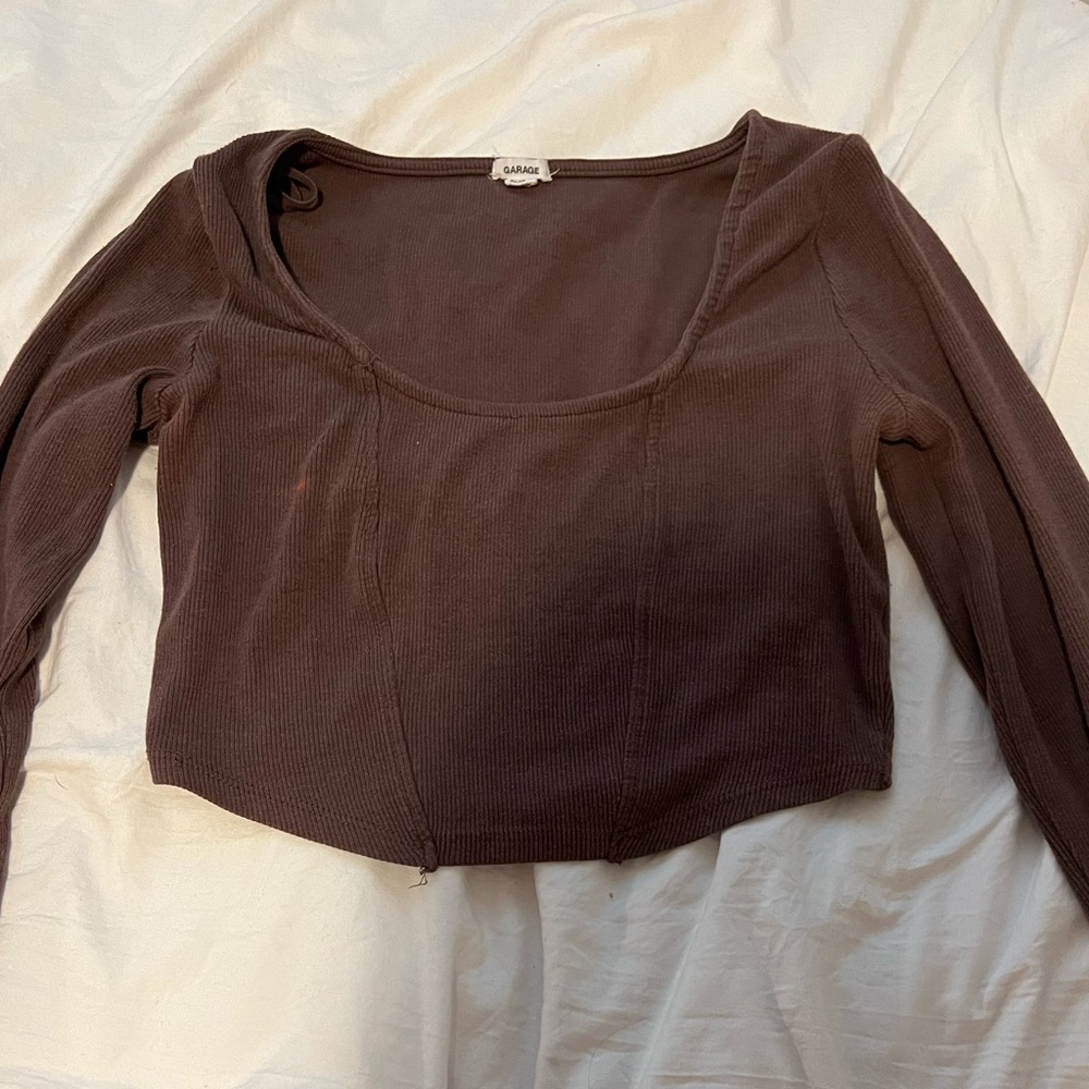 GARAGE brown cropped long sleeve